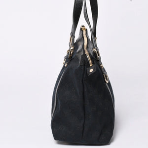 Very good condition GUCCI Abbey Line GG canvas tote bag black handbag D ring leather 141470 213317 gold hardware used 4a002066