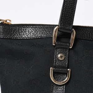 Very good condition GUCCI Abbey Line GG canvas tote bag black handbag D ring leather 141470 213317 gold hardware used 4a002066
