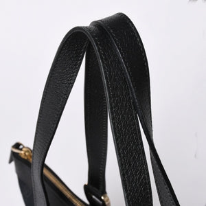 Very good condition GUCCI Abbey Line GG canvas tote bag black handbag D ring leather 141470 213317 gold hardware used 4a002066
