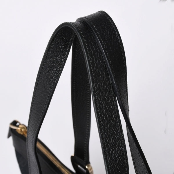 Very good condition GUCCI Abbey Line GG canvas tote bag black handbag D ring leather 141470 213317 gold hardware used 4a002066