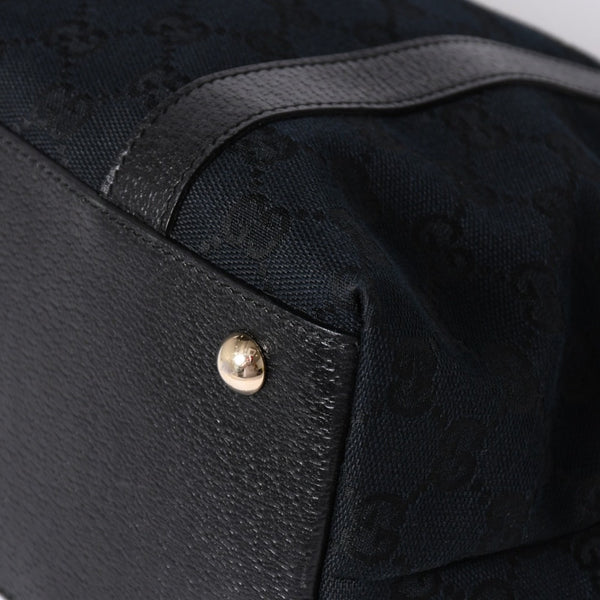 Very good condition GUCCI Abbey Line GG canvas tote bag black handbag D ring leather 141470 213317 gold hardware used 4a002066