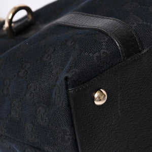 Very good condition GUCCI Abbey Line GG canvas tote bag black handbag D ring leather 141470 213317 gold hardware used 4a002066