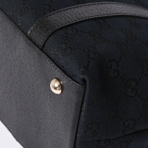 Very good condition GUCCI Abbey Line GG canvas tote bag black handbag D ring leather 141470 213317 gold hardware used 4a002066