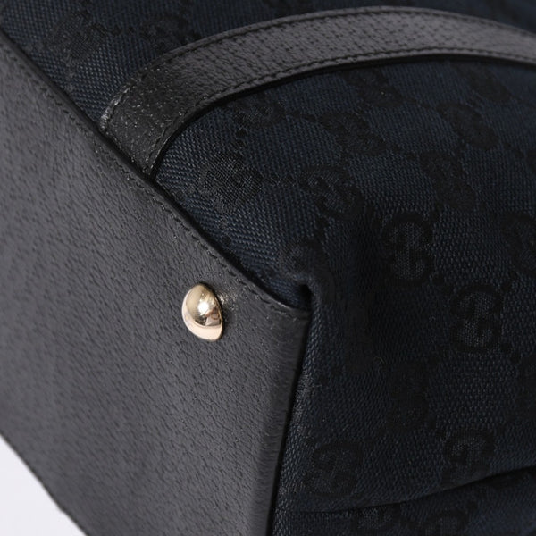 Very good condition GUCCI Abbey Line GG canvas tote bag black handbag D ring leather 141470 213317 gold hardware used 4a002066