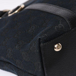 Very good condition GUCCI Abbey Line GG canvas tote bag black handbag D ring leather 141470 213317 gold hardware used 4a002066