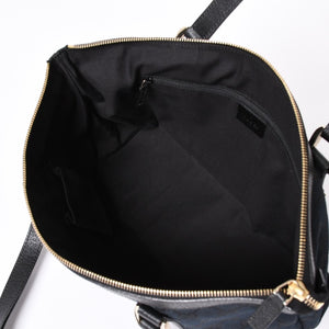 Very good condition GUCCI Abbey Line GG canvas tote bag black handbag D ring leather 141470 213317 gold hardware used 4a002066