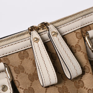GUCCI グッチ スーキー ハンドバッグ ショルダーバッグ 2way 247902 GGキャンバス レザー ベージュ ゴールド金具 美品 中古 4a002053