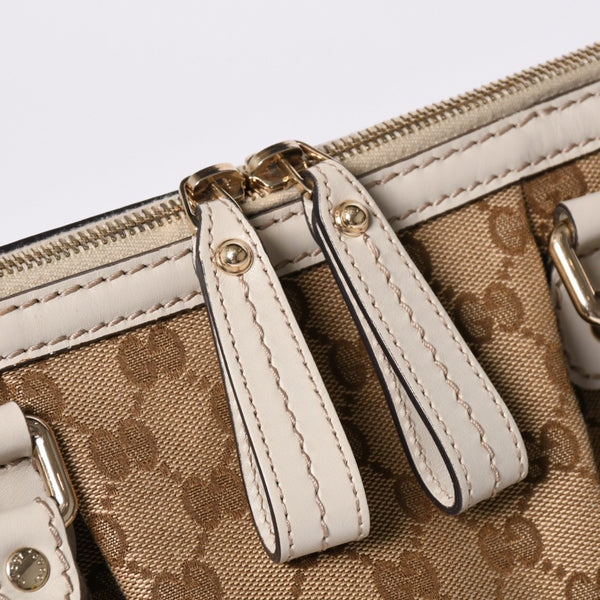 GUCCI グッチ スーキー ハンドバッグ ショルダーバッグ 2way 247902 GGキャンバス レザー ベージュ ゴールド金具 美品 中古 4a002053