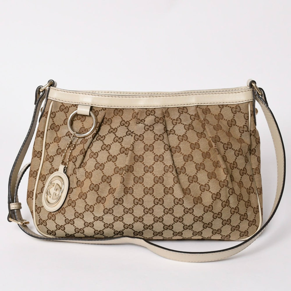 極美品 GUCCI グッチ GGキャンバス スーキー ショルダーバッグ 296834 ブラウン ゴールド金具 中古 4a002058