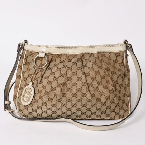 Very Good Condition GUCCI GG Canvas Sookie Shoulder Bag 296834 Brown Gold Hardware Used 4a002058