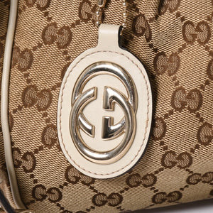 Very Good Condition GUCCI GG Canvas Sookie Shoulder Bag 296834 Brown Gold Hardware Used 4a002058