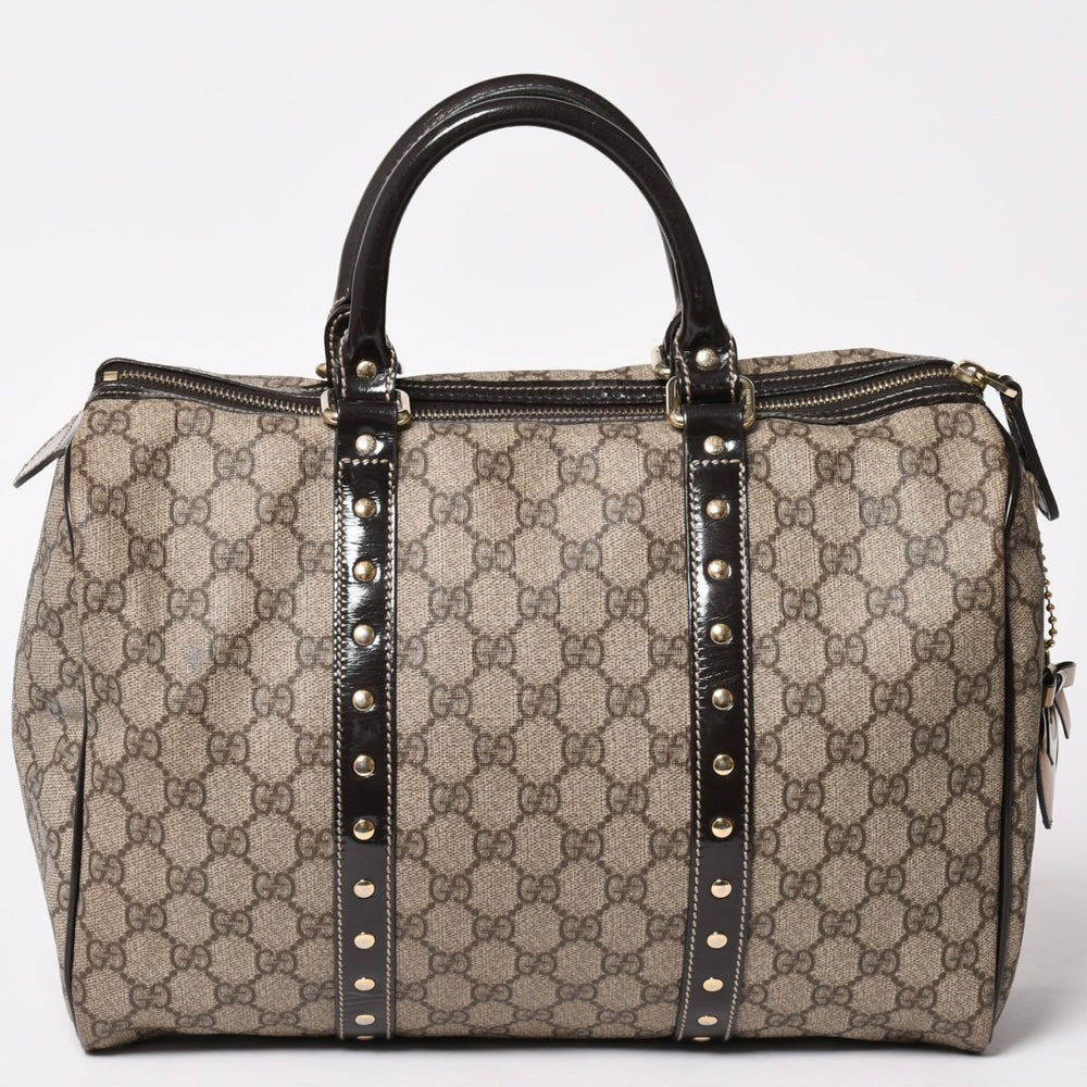 GUCCI グッチ トートバッグ 193603 ハート柄 GGキャンバス レザー ゴールド金具 ブラウン 美品 中古 4a002051