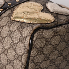 画像をギャラリービューアに読み込む, GUCCI グッチ トートバッグ 193603 ハート柄 GGキャンバス レザー ゴールド金具 ブラウン 美品 中古 4a002051
