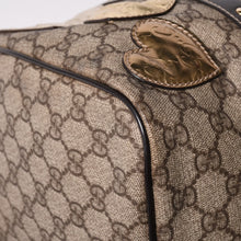 画像をギャラリービューアに読み込む, GUCCI グッチ トートバッグ 193603 ハート柄 GGキャンバス レザー ゴールド金具 ブラウン 美品 中古 4a002051