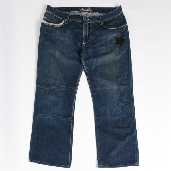ROBIN'S JEAN ロビンズジーン パッチワークデザインジーンズ D5075 パッチワーク デニムパンツ ディストレッシド加工 インディゴ 38サイズ 良品 中古 4b002062