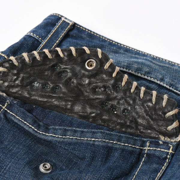 ROBIN'S JEAN ロビンズジーン パッチワークデザインジーンズ D5075 パッチワーク デニムパンツ ディストレッシド加工 インディゴ 38サイズ 良品 中古 4b002062