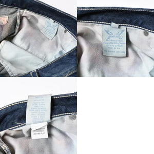 ROBIN'S JEAN ロビンズジーン パッチワークデザインジーンズ D5075 パッチワーク デニムパンツ ディストレッシド加工 インディゴ 38サイズ 良品 中古 4b002062