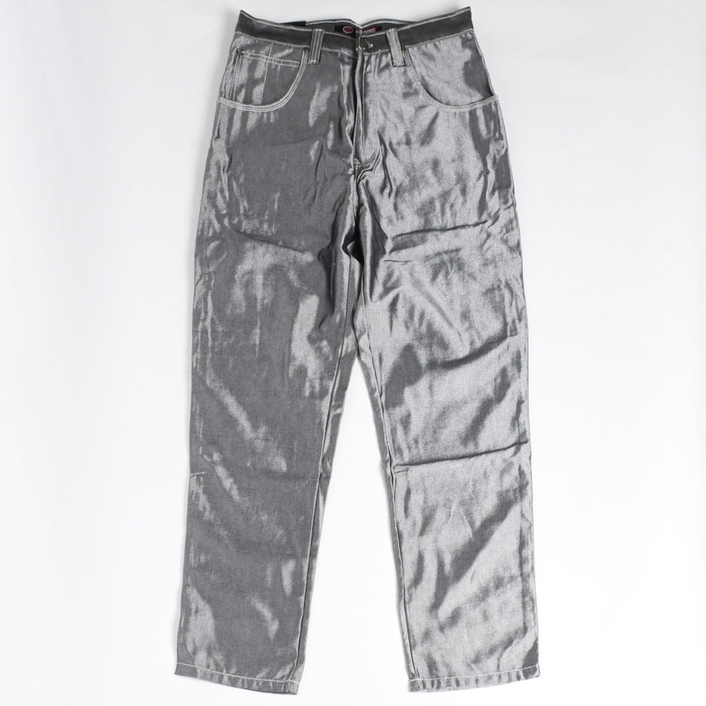New and unused WU-TANG URBAN MILITIA Urban Military Baggy Denim Pants Size 34 Silver Embroidery Dead Stock Used 4a004737