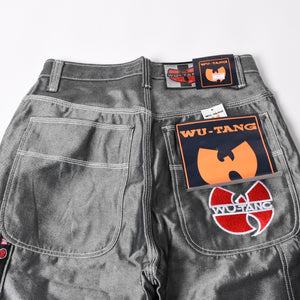 新品未使用 WU-TANG URBAN MILITIA ウータン アーバンミリタリー バギーデニムパンツ サイズ34 シルバー 刺繍 デッドストック 中古 4a004737