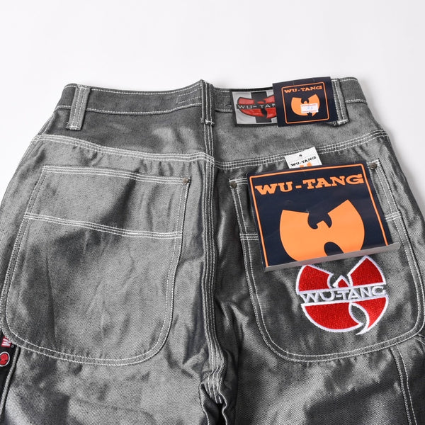 新品未使用 WU-TANG URBAN MILITIA ウータン アーバンミリタリー バギーデニムパンツ サイズ34 シルバー 刺繍 デッドストック 中古 4a004737
