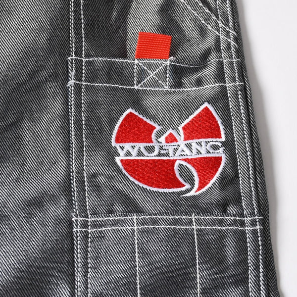 新品未使用 WU-TANG URBAN MILITIA ウータン アーバンミリタリー バギーデニムパンツ サイズ34 シルバー 刺繍 デッドストック 中古 4a004737