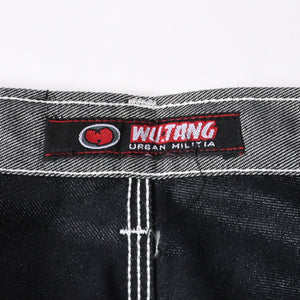 新品未使用 WU-TANG URBAN MILITIA ウータン アーバンミリタリー バギーデニムパンツ サイズ34 シルバー 刺繍 デッドストック 中古 4a004737