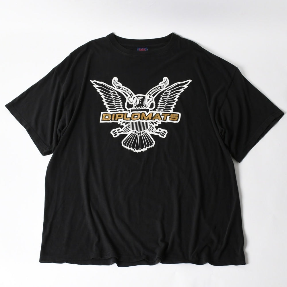 THE DIPLOMATS VINTAGE Vintage 90's Short Sleeve T-shirt Size 5XL Glitter Black Good Condition Used 4a004734