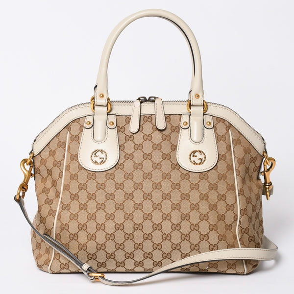 極美品 GUCCI グッチ Hand Bag ハンドバッグ shoulder Bag ショルダーバッグ 282299 GGキャンバス ブラウン 中古 4a002063