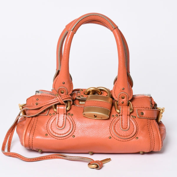 CHLOE Chloe Paddington handbag leather orange gold hardware leather good condition used 4a002096