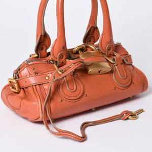 CHLOE Chloe Paddington handbag leather orange gold hardware leather good condition used 4a002096