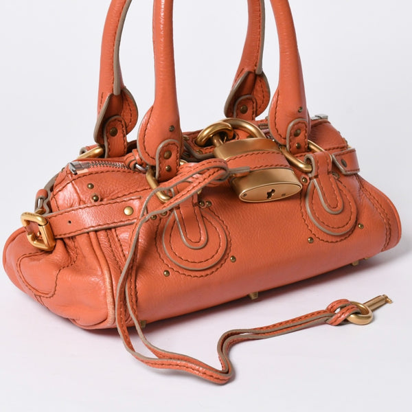 CHLOE Chloe Paddington handbag leather orange gold hardware leather good condition used 4a002096