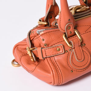 CHLOE Chloe Paddington handbag leather orange gold hardware leather good condition used 4a002096