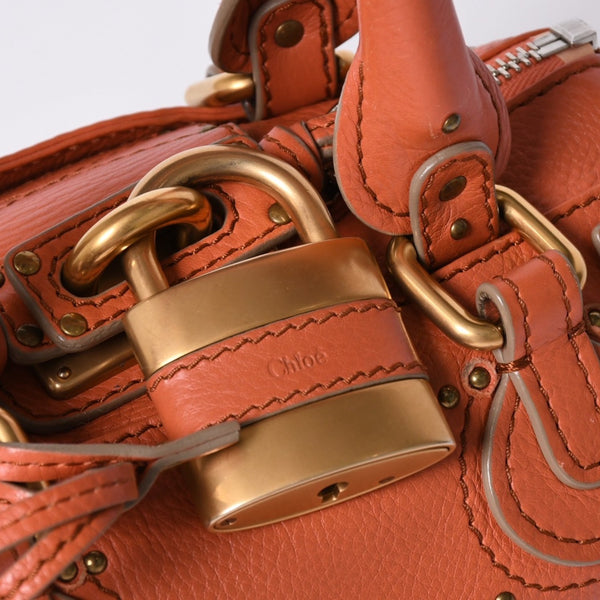 CHLOE Chloe Paddington handbag leather orange gold hardware leather good condition used 4a002096