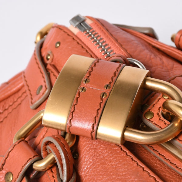 CHLOE Chloe Paddington handbag leather orange gold hardware leather good condition used 4a002096
