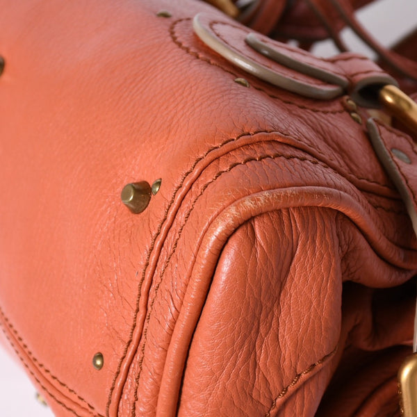 CHLOE Chloe Paddington handbag leather orange gold hardware leather good condition used 4a002096