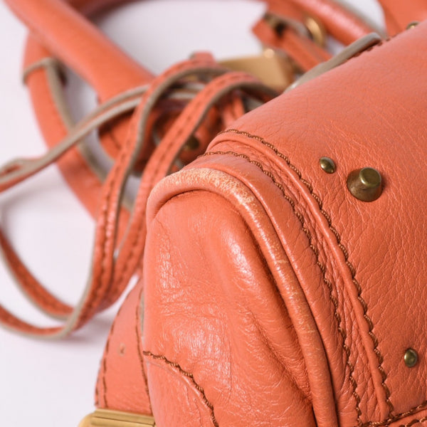 CHLOE Chloe Paddington handbag leather orange gold hardware leather good condition used 4a002096