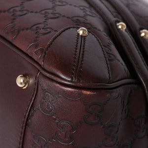Very Good Condition GUCCI Gucci Guccisima Mini Boston Handbag 159398 Shoulder Bamboo Horsebit Leather Wine Red Used 4a002047