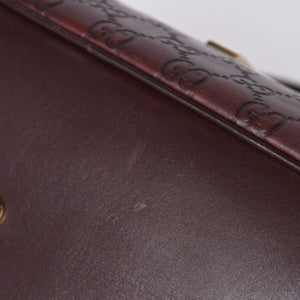 Very Good Condition GUCCI Gucci Guccisima Mini Boston Handbag 159398 Shoulder Bamboo Horsebit Leather Wine Red Used 4a002047