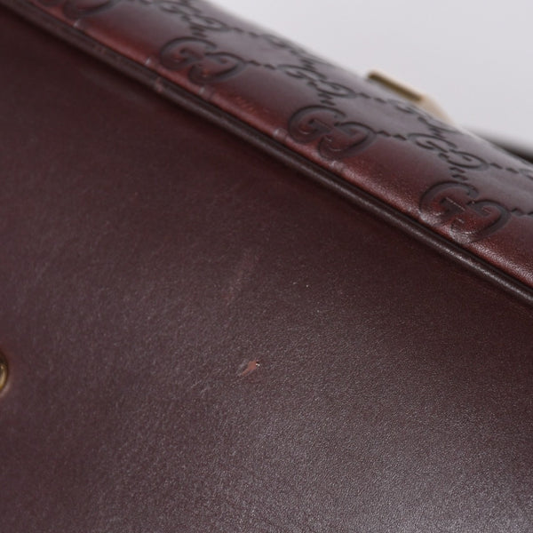 Very Good Condition GUCCI Gucci Guccisima Mini Boston Handbag 159398 Shoulder Bamboo Horsebit Leather Wine Red Used 4a002047