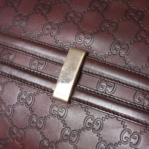 Very Good Condition GUCCI Gucci Guccisima Mini Boston Handbag 159398 Shoulder Bamboo Horsebit Leather Wine Red Used 4a002047
