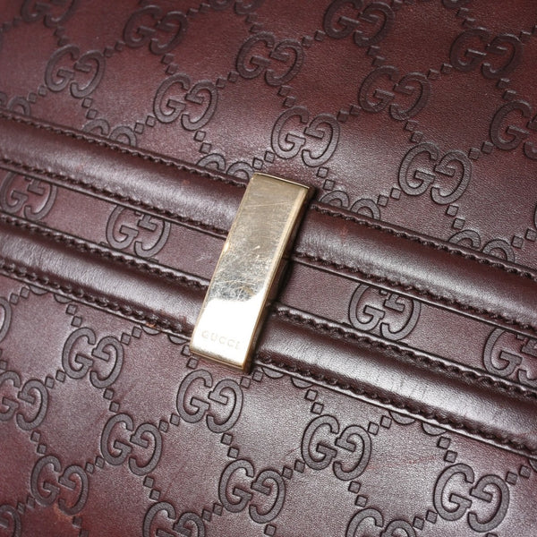 Very Good Condition GUCCI Gucci Guccisima Mini Boston Handbag 159398 Shoulder Bamboo Horsebit Leather Wine Red Used 4a002047