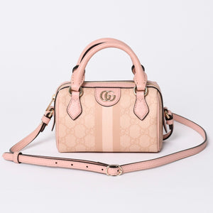 新品同様品 GUCCI グッチ ショルダーバッグ MINI BAG OPHIDIA GGマーモント GGスプリーム ウェビングライン ミニボストン 2WAY 中古 4a002046