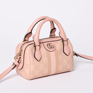 新品同様品 GUCCI グッチ ショルダーバッグ MINI BAG OPHIDIA GGマーモント GGスプリーム ウェビングライン ミニボストン 2WAY 中古 4a002046