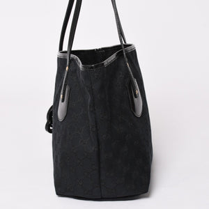 極美品 GUCCI グッチ GGキャンバスジョリートートバッグ ブラック パテントレザー ハンドバッグ 211976 ゴールド金具 中古 4a002065