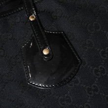 画像をギャラリービューアに読み込む, 極美品 GUCCI グッチ GGキャンバスジョリートートバッグ ブラック パテントレザー ハンドバッグ 211976 ゴールド金具 中古 4a002065