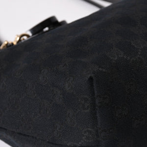 極美品 GUCCI グッチ GGキャンバスジョリートートバッグ ブラック パテントレザー ハンドバッグ 211976 ゴールド金具 中古 4a002065
