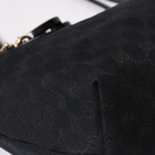 極美品 GUCCI グッチ GGキャンバスジョリートートバッグ ブラック パテントレザー ハンドバッグ 211976 ゴールド金具 中古 4a002065