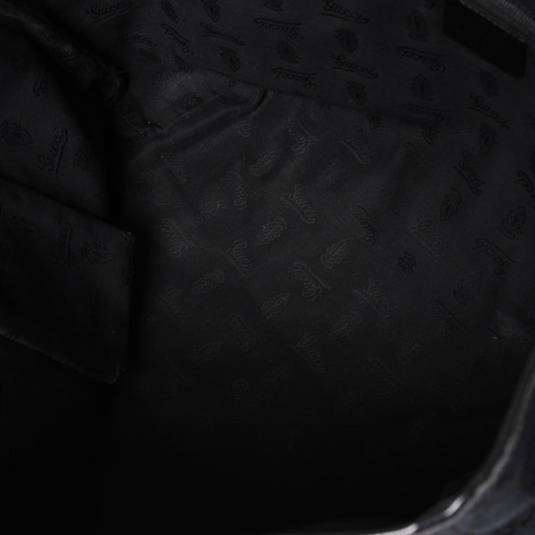 極美品 GUCCI グッチ GGキャンバスジョリートートバッグ ブラック パテントレザー ハンドバッグ 211976 ゴールド金具 中古 4a002065