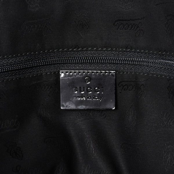 極美品 GUCCI グッチ GGキャンバスジョリートートバッグ ブラック パテントレザー ハンドバッグ 211976 ゴールド金具 中古 4a002065