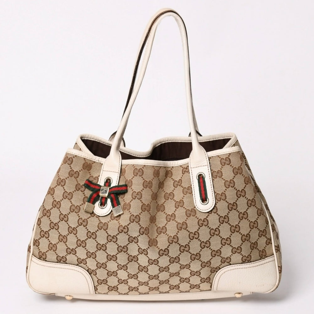 GUCCI グッチ トートバッグ ハンドバッグ アイボリー ホワイト シェリーライン 163805 美品 中古 4a002499